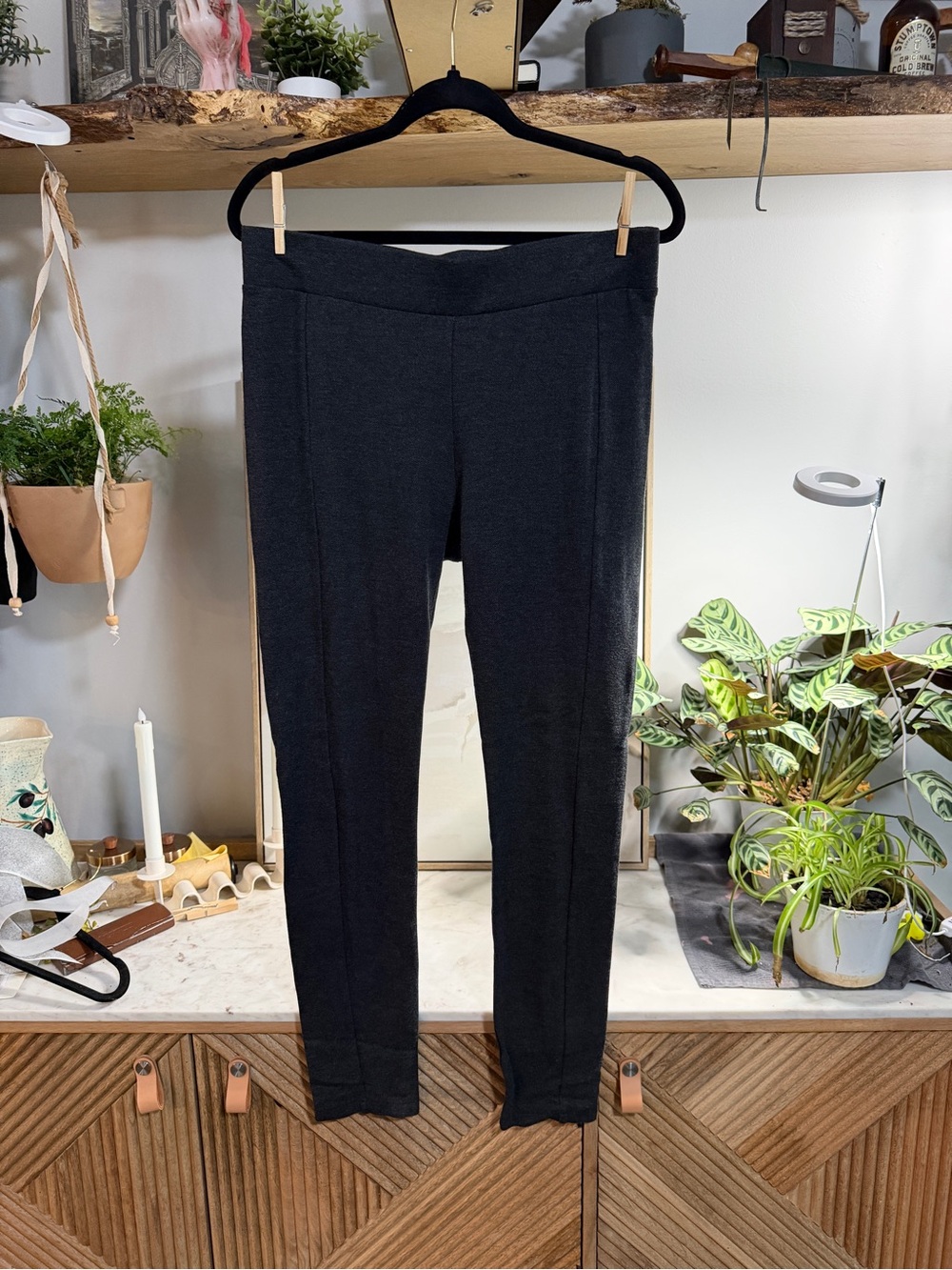 Cabi Dark Grey Stretch Ponte Skinny Dress Pants with Elastic Waist